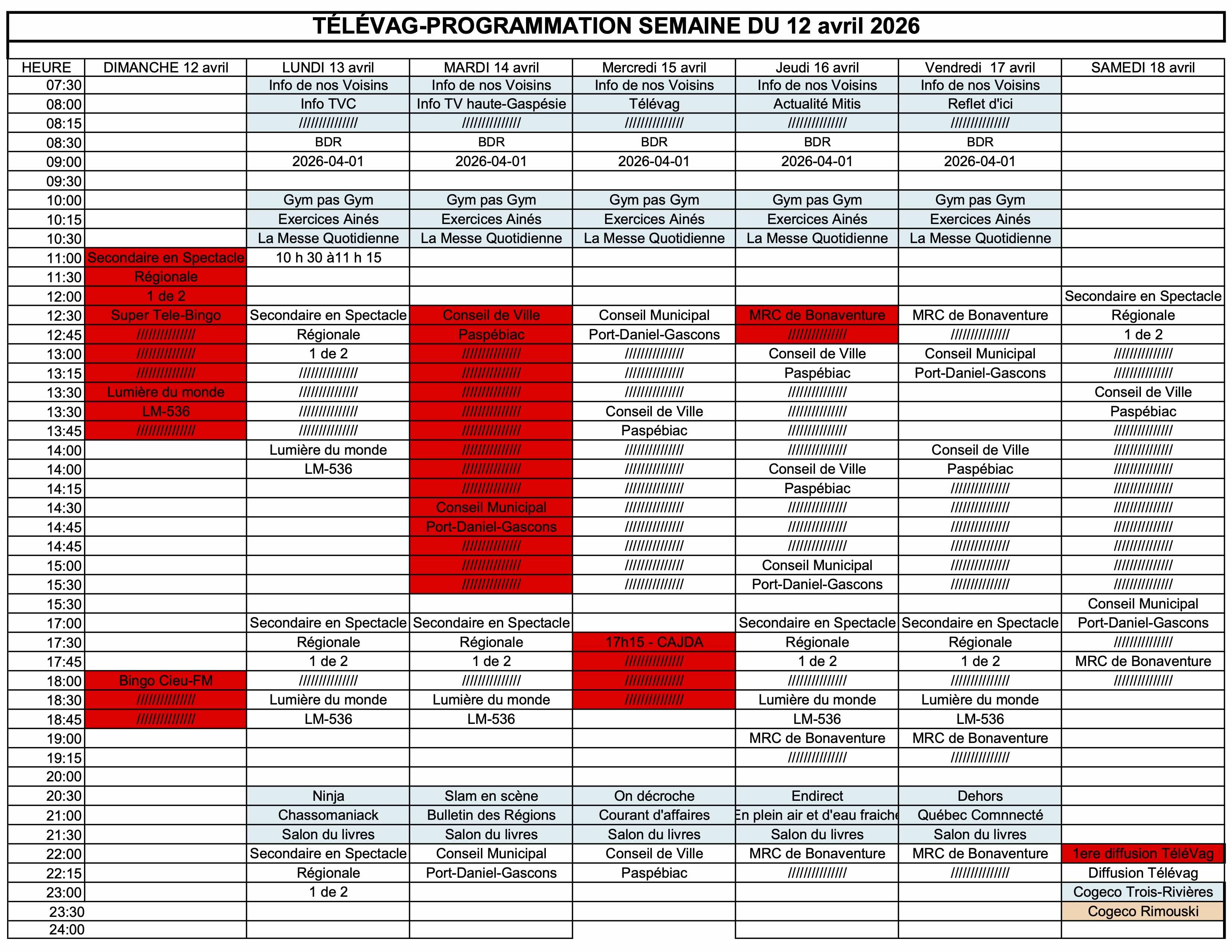 PROGRAMMATION 12 avril 2026 Bon