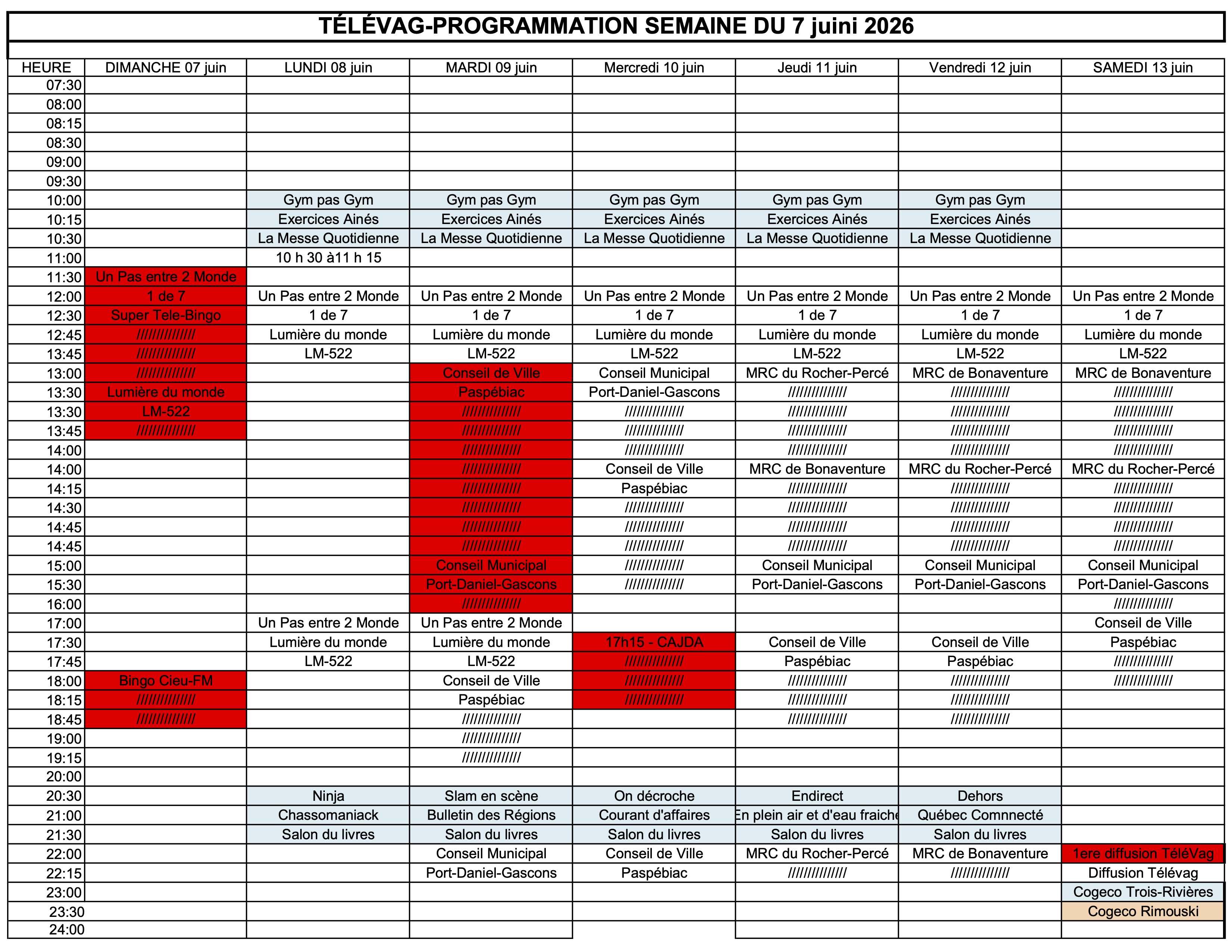 PROGRAMMATION 14 juin 2026 Bon