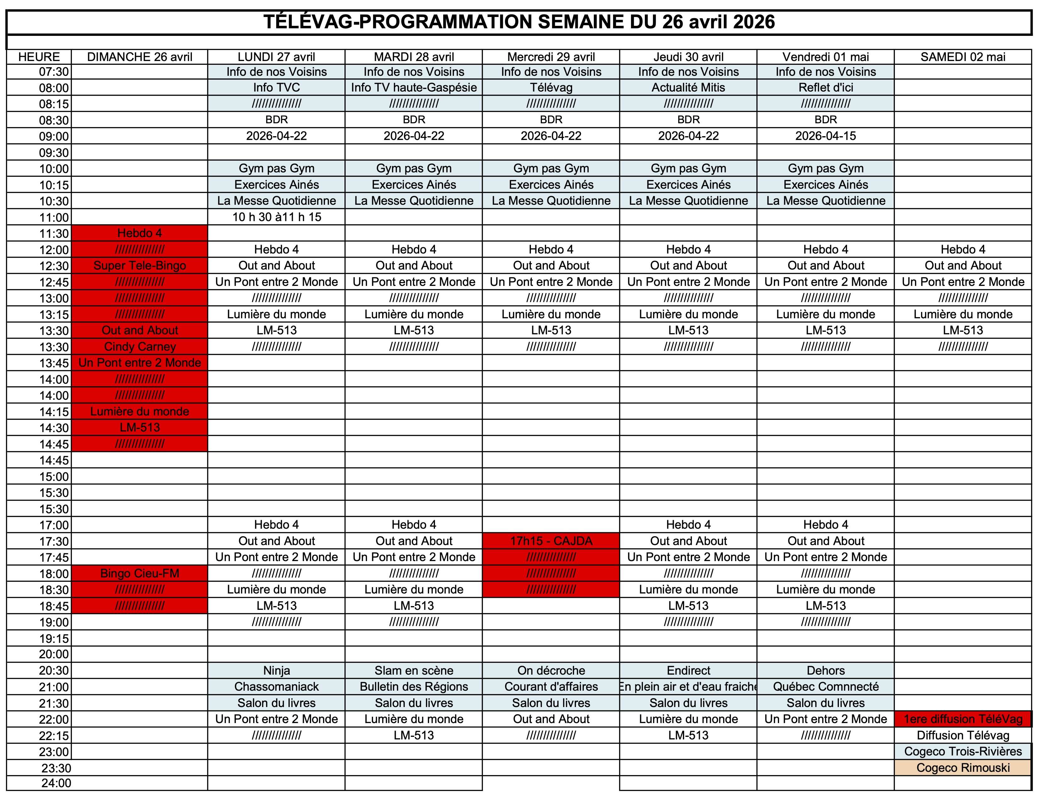 PROGRAMMATION 26 avril 2026 2 Bon